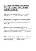 STATIONARY ENGINEERING EXAMINATION TEST 2026 COMPLETE QUESTIONS AND ANSWERS GRADED A&plus;