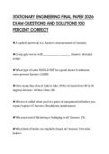STATIONARY ENGINEERING FINAL PAPER 2026 EXAM QUESTIONS AND SOLUTIONS 100 PERCENT CORRECT