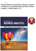 Introduction to Business Analytics 1st Edition Richardson Watson &vert; Complete Solution Manual &vert; Verified Chapters 1-12