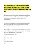 STATISTICS BEC1 STATISTICS FINAL EXAM SOLUTIONS WGU ACTUAL EXAM PAPER 2026 QUESTIONS WITH ANSWERS GRADED A&plus;