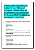 Industrial Motor Controls Specialist Certification Exam With Actual Questions & Verified Answers&comma; Plus Explained Rationales&sol;Expert Verified For Guaranteed 100&percnt; Pass 2026&sol;Latest Update&sol;Instant Download Pdf