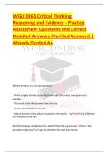 WGU D265 Critical Thinking&colon;  Reasoning and Evidence - Practice  Assessment Questions and Correct  Detailed Answers &lpar;Verified Answers&rpar; &vert;  Already Graded A&plus; 