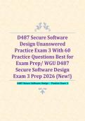 D487 Secure Software  Design Unanswered  Practice Exam 3 With 60  Practice Questions Best for  Exam Prep&sol; WGU D487  Secure Software Design  Exam 3 Prep 2026 &lpar;New&excl;&rpar;