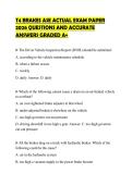 T4 BRAKES ASE ACTUAL EXAM PAPER 2026 QUESTIONS AND ACCURATE ANSWERS GRADED A&plus;
