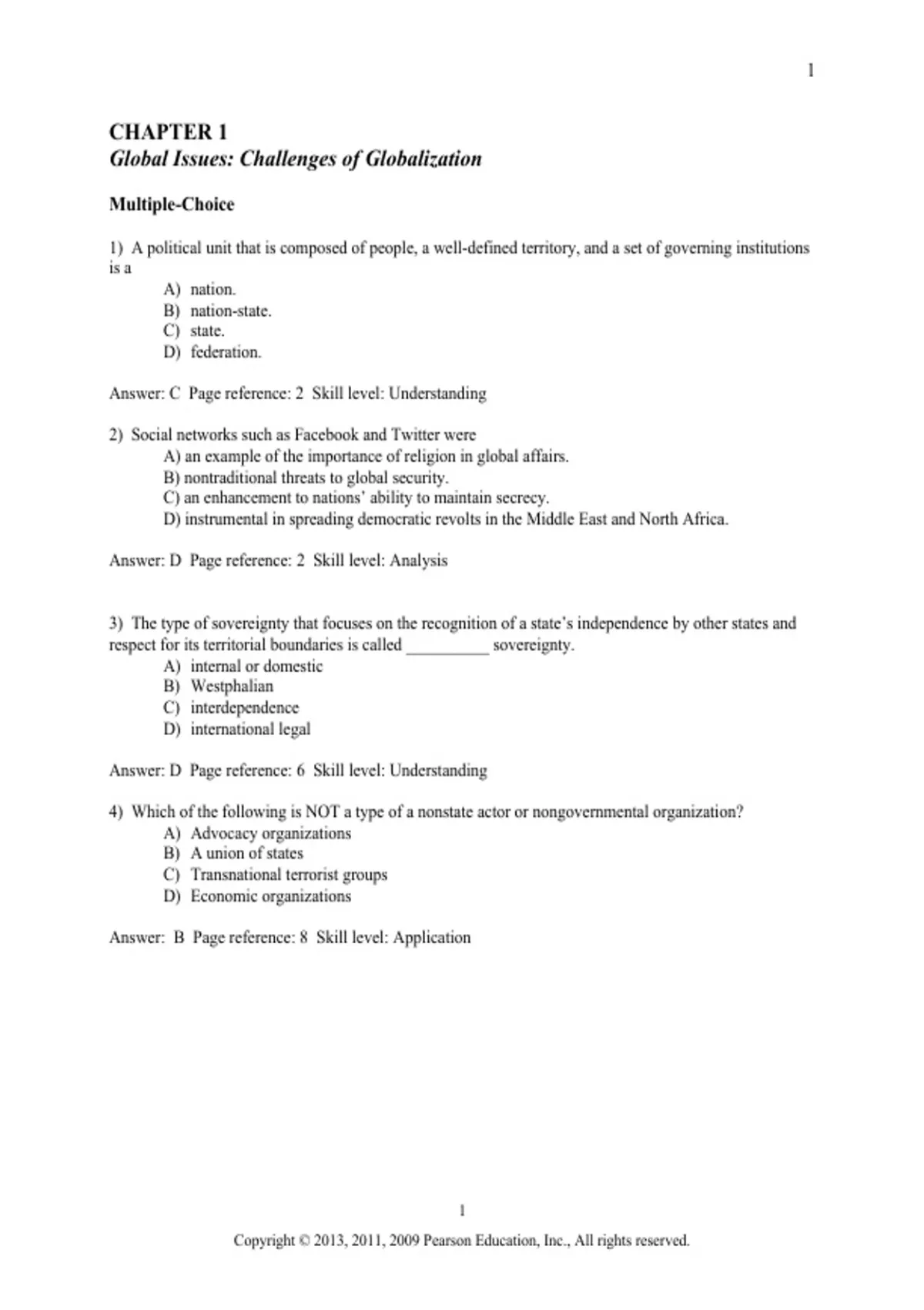 practice test bank questions, final exam : Global Issues - Payne -4e ...