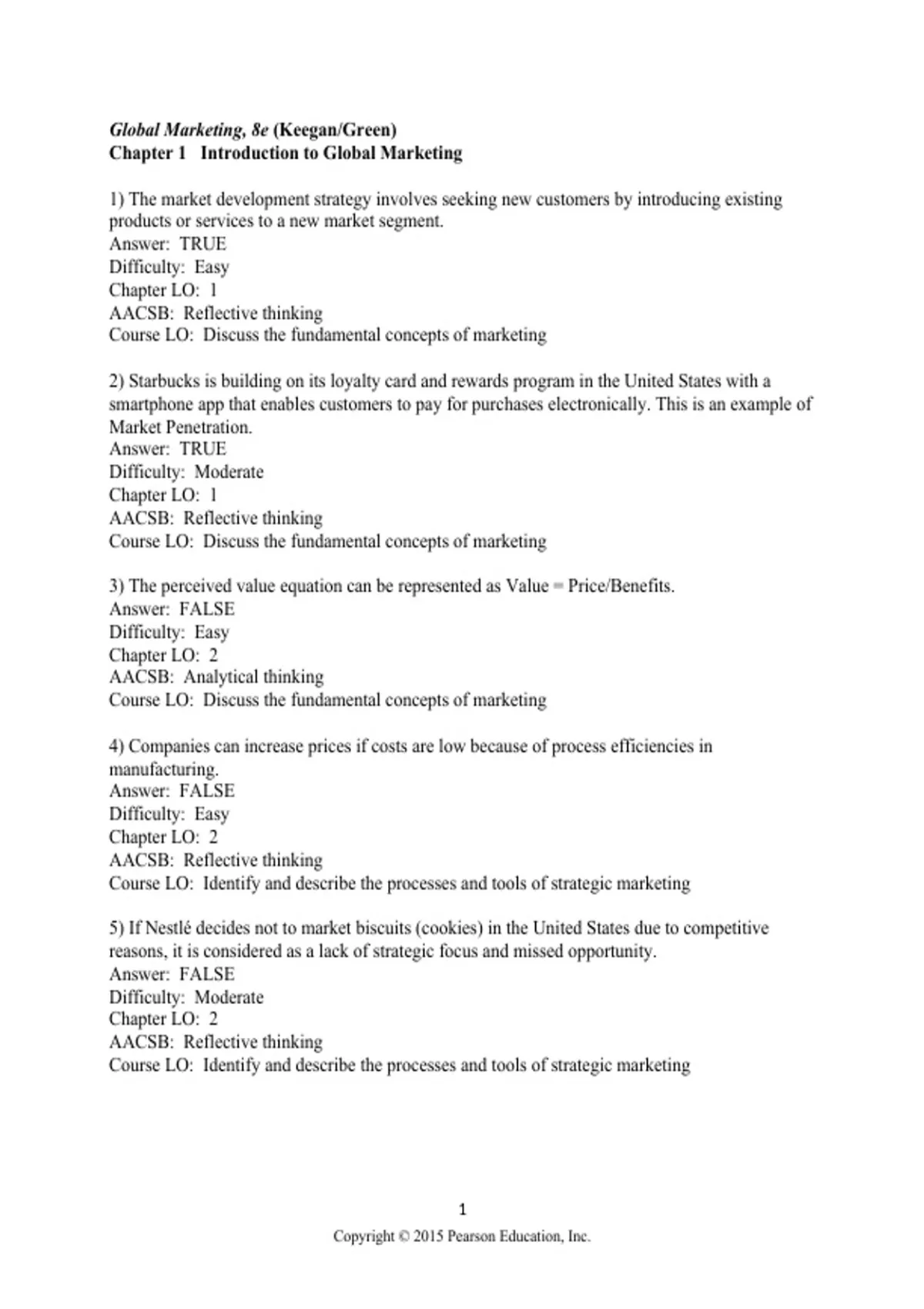 practice test bank questions, final exam : Global Marketing Management ...