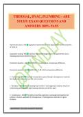 THERMAL&comma; HVAC&comma; PLUMBING - ARE STUDY EXAM QUESTIONS AND ANSWERS 100&percnt; PASS