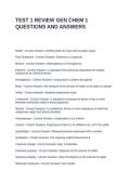 TEST 1 REVIEW GEN CHEM 1 QUESTIONS AND ANSWERS