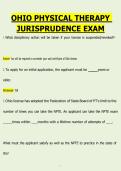 Ohio Physical Therapy Jurisprudence Exam 2025&sol;2026 &ndash; Complete PT & PTA Practice Questions&comma; Study Guide&comma; and Verified Answers for Licensure Success