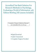 Accredited Test Bank and Solution Manual for Research Methods in Psychology&colon; Evaluating a World of Information&comma; 4th Edition by Beth Morling Complete Questions and Correct Answers