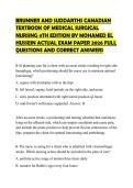 BRUNNER AND SUDDARTHS CANADIAN TEXTBOOK OF MEDICAL SURGICAL NURSING 4TH EDITION BY MOHAMED EL HUSSEIN ACTUAL EXAM PAPER 2026 FULL QUESTIONS AND CORRECT ANSWERS
