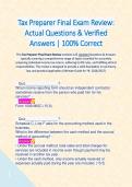 Tax Preparer Final Exam Review&colon; Actual Questions & Verified Answers &vert; 100&percnt; Correct