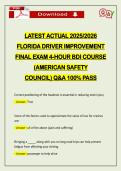 LATEST ACTUAL 2026 FLORIDA DRIVER IMPROVEMENT FINAL EXAM 4-HOUR BDI COURSE &lpar;AMERICAN SAFETY COUNCIL&rpar; Q&A 100&percnt; PASS