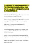 TCOLE PRACTICE JAILER EXAM PRACTICE FOR TEXAS BASIC JAILER ACTUAL EXAM PAPER 2026 COMPLETE QUESTIONS AND ANSWERS GRADED A&plus;