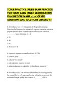 TCOLE PRACTICE JAILER EXAM PRACTICE FOR TEXAS BASIC JAILER CERTIFICATION EVALUATION EXAMS 2026 SOLVED QUESTIONS AND SOLUTIONS GRADED A&plus;