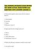 TEAS NURSING ENTRANCE EXAM REVIEW TEST BANK ACTUAL EXAM PAPER 2026 QUESTIONS WITH ANSWERS GRADED A&plus;