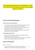 Environmental Emergencies in Prehospital Care with All Correct & 100&percnt; Verified Answers &vert;Latest Update &vert;Already Graded A&plus;