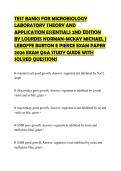 TEST BANKS FOR MICROBIOLOGY LABORATORY THEORY AND APPLICATION ESSENTIALS 2ND EDITION BY LOURDES NORMAN-MCKAY MICHAEL J LEBOFFE BURTON E PIERCE EXAM PAPER 2026 EXAM Q&A STUDY GUIDE WITH SOLVED QUESTIONS