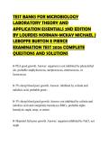 TEST BANKS FOR MICROBIOLOGY LABORATORY THEORY AND APPLICATION ESSENTIALS 2ND EDITION BY LOURDES NORMAN-MCKAY MICHAEL J LEBOFFE BURTON E PIERCE EXAMINATION TEST 2026 COMPLETE QUESTIONS AND SOLUTIONS
