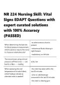 NR 224 Nursing Skill Vital Signs EDAPT Questions with expert curated solutions with 100- Accuracy