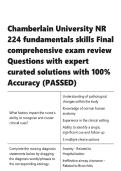 Chamberlain University NR 224 fundamentals skills Final comprehensive exam review Questions with accurate solutions