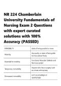 NR 224 Chamberlain University Fundamentals of Nursing Exam 2 Questions with expert curated solutions