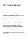 MA 305 LAW AND ETHICS &vert; QUESTIONS AND ANSWERS &vert; 2026 UPDATE &vert; 100&percnt; CORRECT