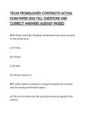 TEXAS PROMULGATED CONTRACTS ACTUAL EXAM PAPER 2026 FULL QUESTIONS AND CORRECT ANSWERS ALREADY PASSED