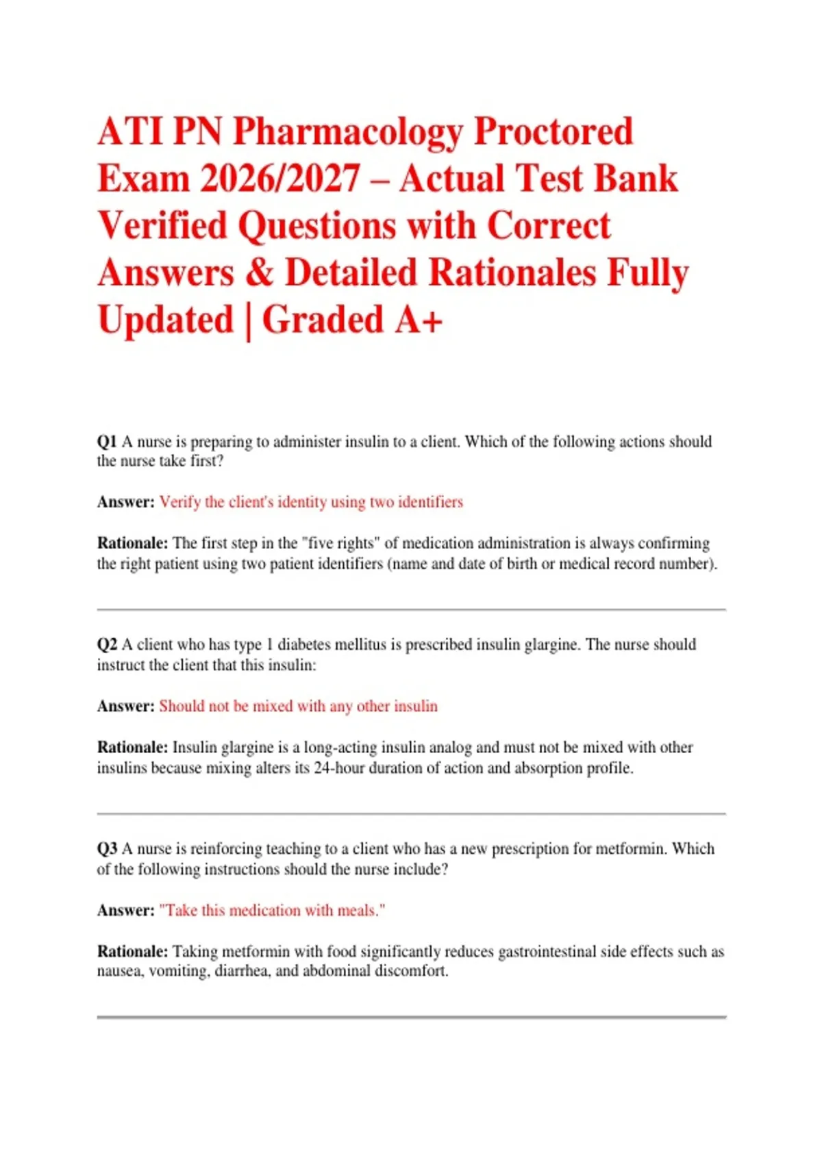 ATI PN Pharmacology Proctored Exam 2026/2027 – Actual Test Bank ...