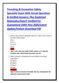 Trenching & Excavation Safety Specialist Exam With Actual Questions & Verified Answers&comma; Plus Explained Rationales&sol;Expert Verified For Guaranteed 100&percnt; Pass 2026&sol;Latest Update&sol;Instant Download Pdf