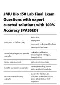 JMU Bio 150 Lab Final Exam Questions with expert curated solutions with 100- Accuracy &lpar;PASSED&rpar;