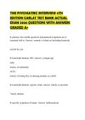THE PSYCHIATRIC INTERVIEW 4TH EDITION CARLAT TEST BANK ACTUAL EXAM 2026 QUESTIONS WITH ANSWERS GRADED A&plus;