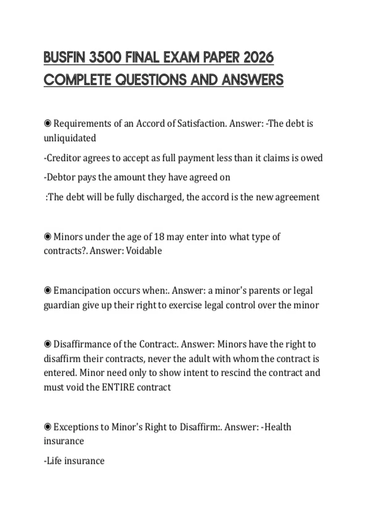 BUSFIN 3500 FINAL EXAM PAPER 2026 COMPLETE QUESTIONS AND ANSWERS ...