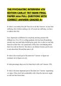 THE PSYCHIATRIC INTERVIEW 4TH EDITION CARLAT TEST BANK FINAL PAPER 2026 FULL QUESTIONS WITH CORRECT ANSWERS GRADED A&plus;