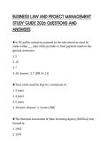 BUSINESS LAW AND PROJECT MANAGEMENT STUDY GUIDE 2026 QUESTIONS AND ANSWERS