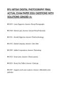 BYU ART061 DIGITAL PHOTOGRAPHY FINAL ACTUAL EXAM PAPER 2026 QUESTIONS WITH SOLUTIONS GRADED A&plus;