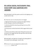 BYU ART061 DIGITAL PHOTOGRAPHY FINAL EXAM SCRIPT 2026 QUESTIONS WITH ANSWERS