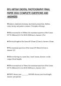 BYU ART061 DIGITAL PHOTOGRAPHY FINAL PAPER 2026 COMPLETE QUESTIONS AND ANSWERS
