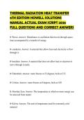 THERMAL RADIATION HEAT TRANSFER 6TH EDITION HOWELL SOLUTIONS MANUAL ACTUAL EXAM SCRIPT 2026 FULL QUESTIONS AND CORRECT ANSWERS