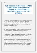 COB 300 OPERATIONS FINAL NEWEST 2026 EXAM ALL QUESTIONS AND CORRECT DETAILED ANSWERS &vert; ALREADY A GRADED &vert; NEW AND REVISED