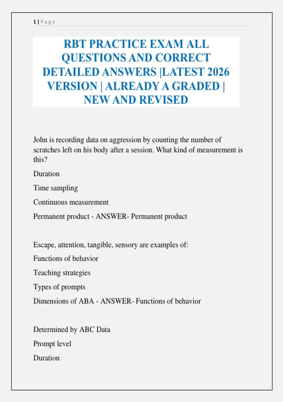 RBT PRACTICE EXAM ALL QUESTIONS AND CORRECT DETAILED ANSWERS |LATEST ...