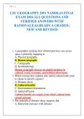 LSU GEOGRAPHY 2051 NAMIKAS FINAL EXAM 2026 ALL QUESTIONS AND VERIFIED ANSWERS WITH RATIONALE&vert;ALREADY A GRADED &vert; NEW AND REVISED