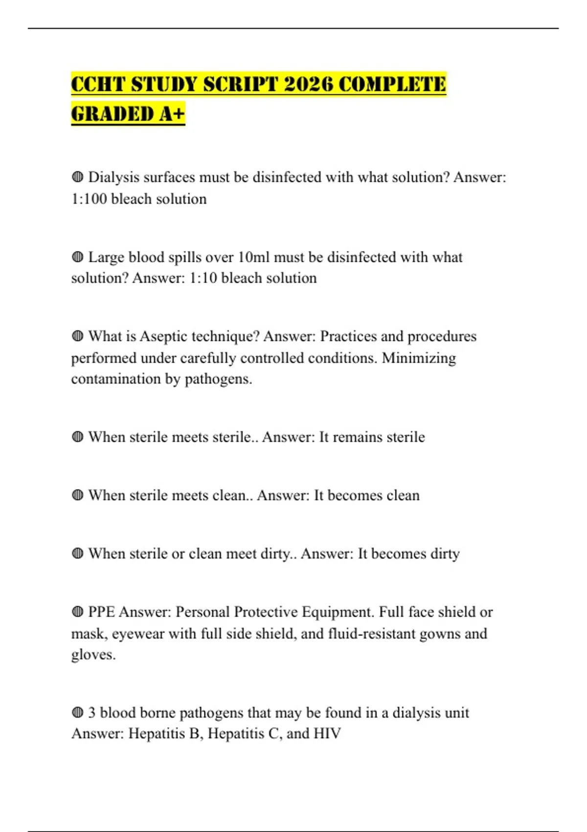 The Study Script CCHT STUDY SCRIPT 2026 COMPLETE GRADED A+ - CCHT - Stuvia US