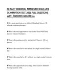 TX PACT ESSENTIAL ACADEMIC SKILLS 700 EXAMINATION TEST 2026 FULL QUESTIONS WITH ANSWERS GRADED A&plus;