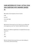UAMS MICROBIOLOGY EXAM 1 ACTUAL EXAM 2026 QUESTIONS WITH ANSWERS GRADED A&plus;