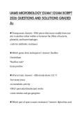 UAMS MICROBIOLOGY EXAM 1 EXAM SCRIPT 2026 QUESTIONS AND SOLUTIONS GRADED A&plus;