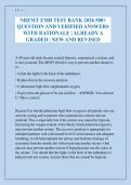 NREMT EMR TEST BANK 2026 500&plus; QUESTION AND VERIFIED ANSWERS WITH RATIONALE &vert; ALREADY A GRADED &vert; NEW AND REVISED