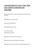 UAMS MICROBIOLOGY EXAM 1 FINAL PAPER 2026 COMPLETE QUESTIONS AND SOLUTIONS