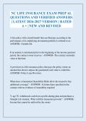 NC LIFE INSURANCE EXAM PREP AL QUESTIONS AND VERIFIED ANSWERS &vert; LATEST 2026-2027 VERSION &vert; RATED A &plus; &vert; NEW AND REVISED
