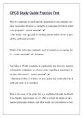 CPCS Study Guide Practice Test with all Correct & 100&percnt; Verified Answers &vert;Actual Complete Exam&vert; Already Graded A&plus;